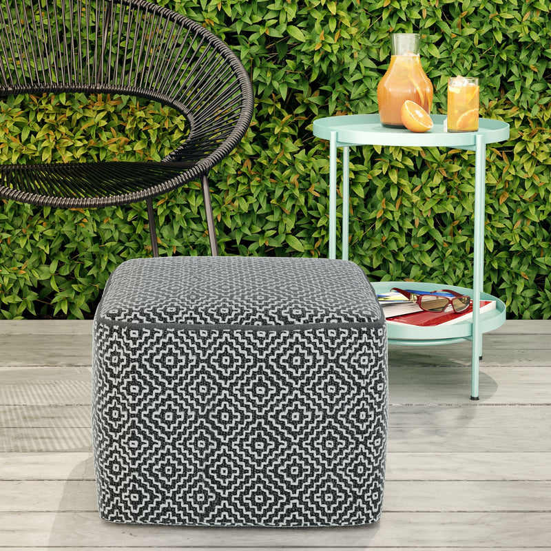 Briella - Square Woven Outdoor / Indoor Pouf - Gray