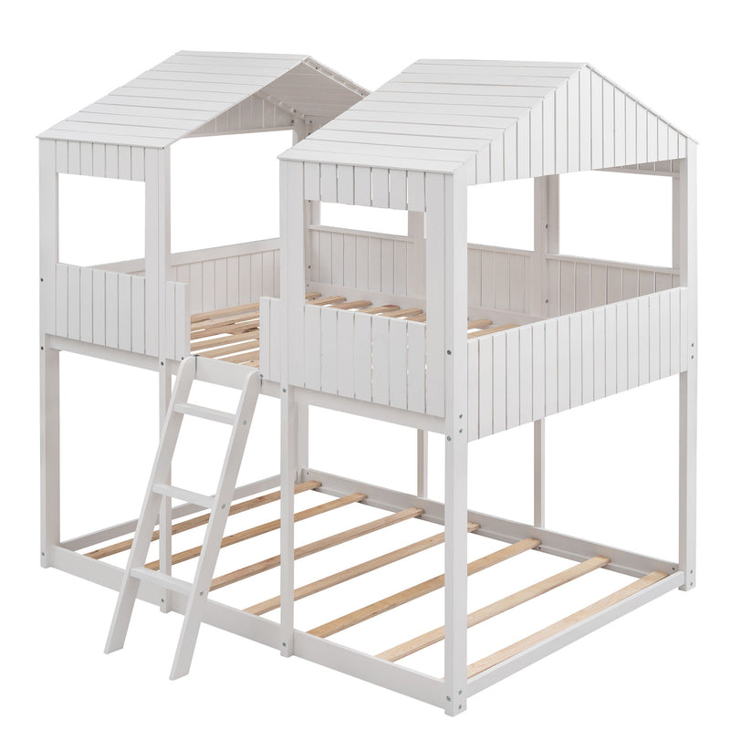 Bunk Bed With Roof, Window, Guardrail, Ladder - R&R Furniture Gallery (Fountain Valley, CA)