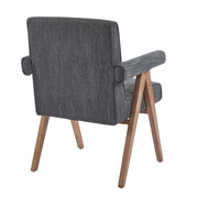 Contemporary Poppy Fabric Dining Armchair With Rubberwood Legs - R&R Furniture Gallery (Fountain Valley, CA)