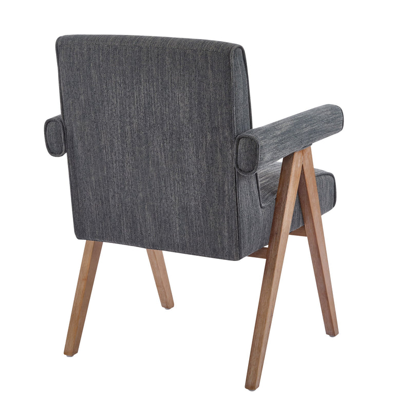 Contemporary Poppy Fabric Dining Armchair With Rubberwood Legs - R&R Furniture Gallery (Fountain Valley, CA)