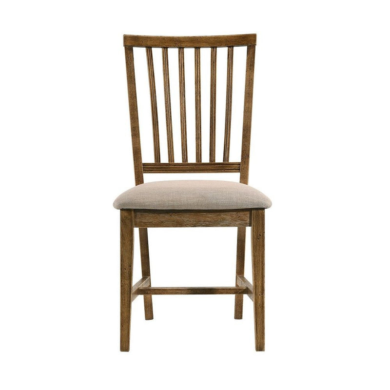 Wallace II - Side Chair (Set of 2) - Tan Linen & Weathered Oak - R&R Furniture Gallery (Fountain Valley, CA)