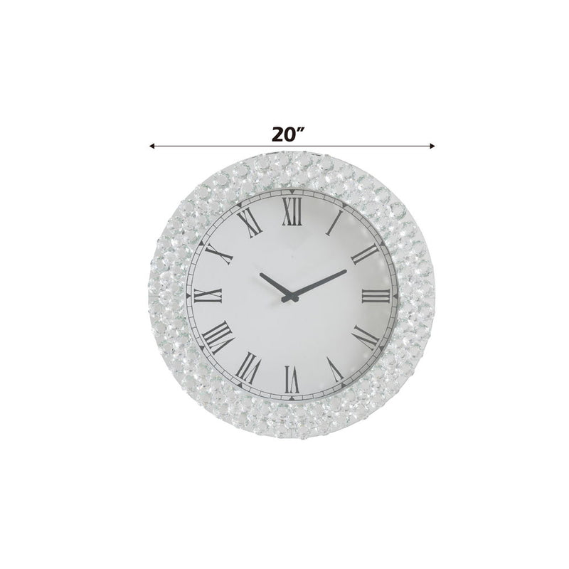 Nysa - 20" Wall Clock - Mirrored & Faux Crystals - R&R Furniture Gallery (Fountain Valley, CA)