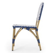 Outdoor Rattan And Aluminum French Armless Bistro Chairs Set - Navy Blue - R&R Furniture Gallery (Fountain Valley, CA)