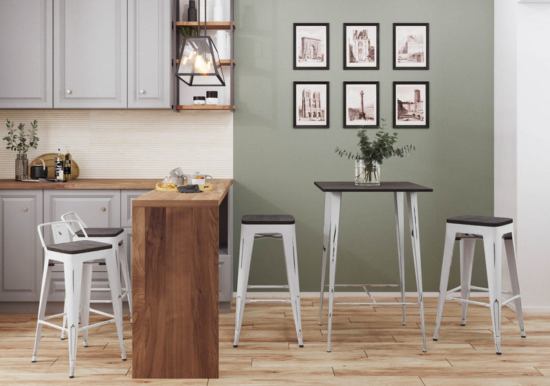 Pair of Lumi Source Oregon contemporary barstools with sleek designs and wooden legs, set of 2 for modern seating.