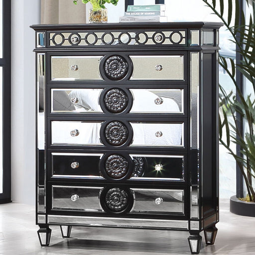 Varian II - Chest - Mirrored, Black & Sliver - R&R Furniture Gallery (Fountain Valley, CA)