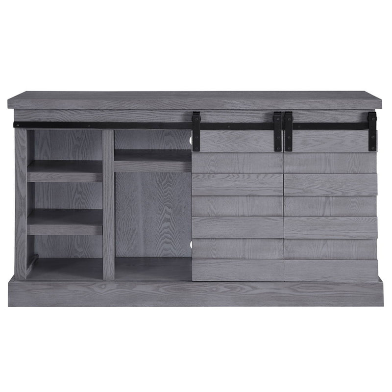 Amrita - TV Stand With Fireplace - Gray Oak - R&R Furniture Gallery (Fountain Valley, CA)