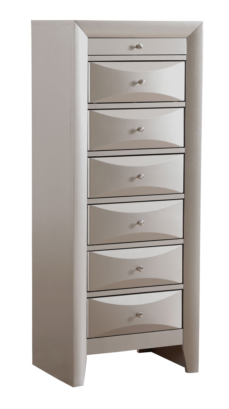 Glory Furniture Marilla 7-drawer lingerie chest with sleek design and ample storage space for intimate apparel and accessories.