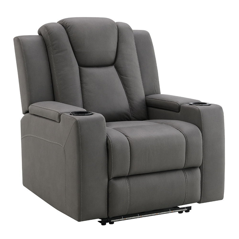 Leuco - Power Motion Recliner With Cup Holder, Control, LED & Power Headrest - Gray - R&R Furniture Gallery (Fountain Valley, CA)