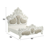 Vanaheim - Eastern King Bed - Beige Synthetic Leather & Antique White - R&R Furniture Gallery (Fountain Valley, CA)