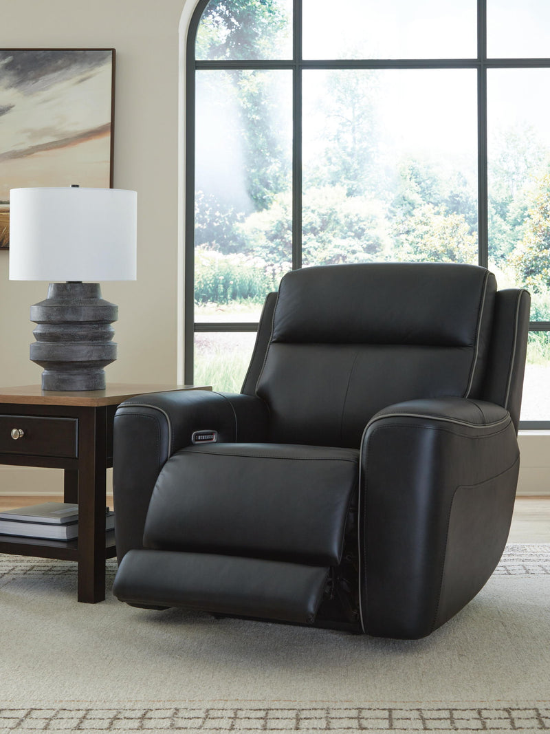 Signature Design by Ashley® 5Z-Comfort relaxation power recliner with adjustable headrest, plush upholstery and modern design.