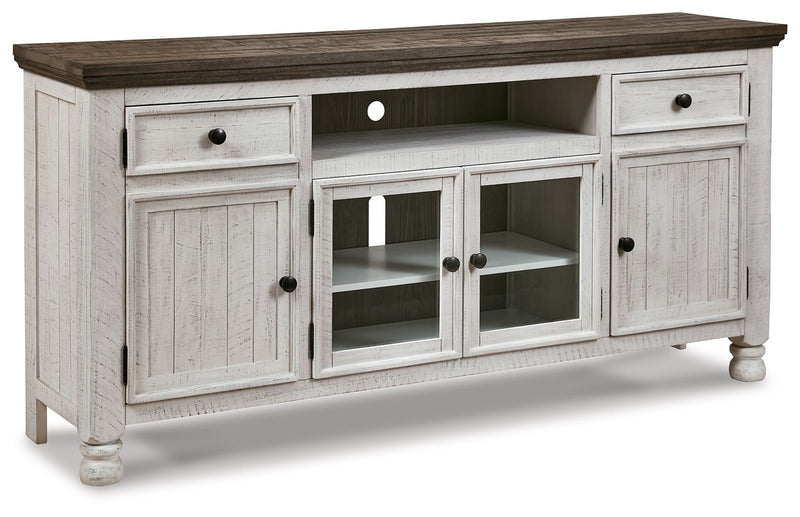 Havalance - Extra Large TV Stand - 4 Doors - Brown / Beige - R&R Furniture Gallery (Fountain Valley, CA)