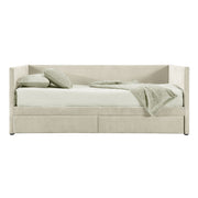 Halcyon Home storage daybed with two drawers and wood slat design, featuring a sturdy frame and convenient storage compartments.