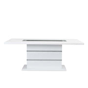 Elizaveta - Dining Table With Pedestal Base - Faux Crystal Diamonds & White High Gloss - R&R Furniture Gallery (Fountain Valley, CA)