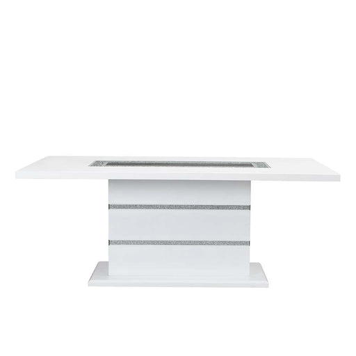 Elizaveta - Dining Table With Pedestal Base - Faux Crystal Diamonds & White High Gloss - R&R Furniture Gallery (Fountain Valley, CA)
