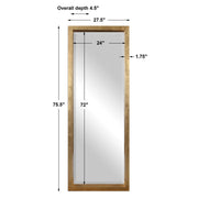 Uttermost Edmonton Leaner Gold Floor Mirror with sleek, modern design and a gold finish, standing tall and stylish in a room.