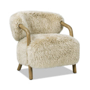 Becker - Rustic Oak Sheepskin Upholstered Accent Arm Chair - Taupe Beige - R&R Furniture Gallery (Fountain Valley, CA)