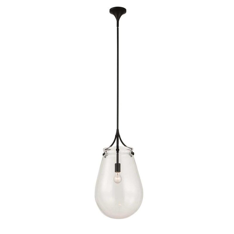 Dewdrop - 1 Light Glass Shade Pendant - Black