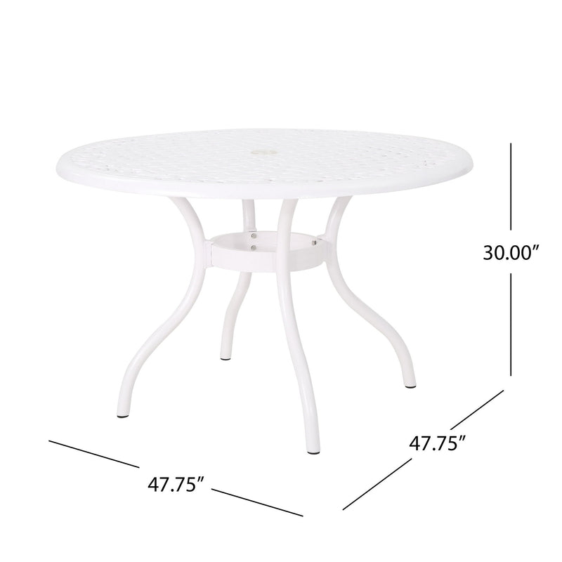 Tranquilius - Outdoor Round Dining Table With Lattice Tabletop, Umbrella Hole And Curved Legs - R&R Furniture Gallery (Fountain Valley, CA)