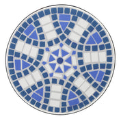 Outdoor Round Side Table With Mosaic Style Top And Curved Iron Legs - Blue / Matte Black - R&R Furniture Gallery (Fountain Valley, CA)