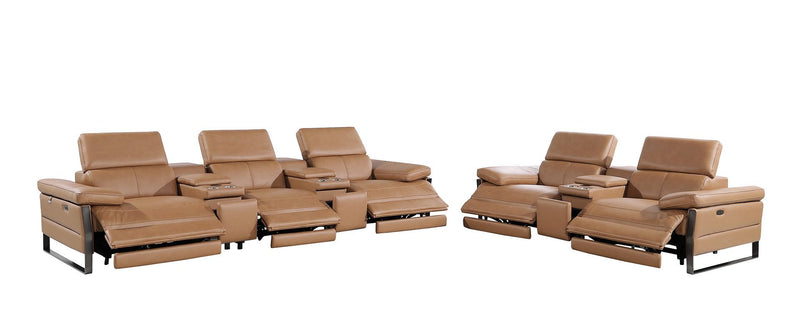 1246 - Modular Power Reclining Dual Console Sofa And Console Loveseat Set With Power Headrests