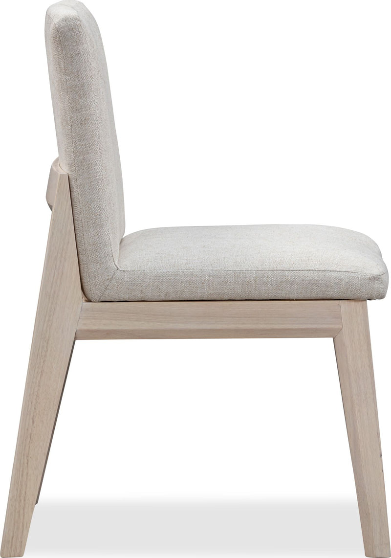 Liv Solid Wood Dining Chair in White Sand and Natural Linen