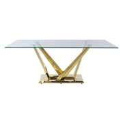 Barnard - Dining Table - Clear Glass & Mirrored Gold - R&R Furniture Gallery (Fountain Valley, CA)