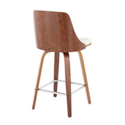 Set of 2 Lumi Source Gianna mid-century modern counter stools with swivel, square footrest, and fixed height design.