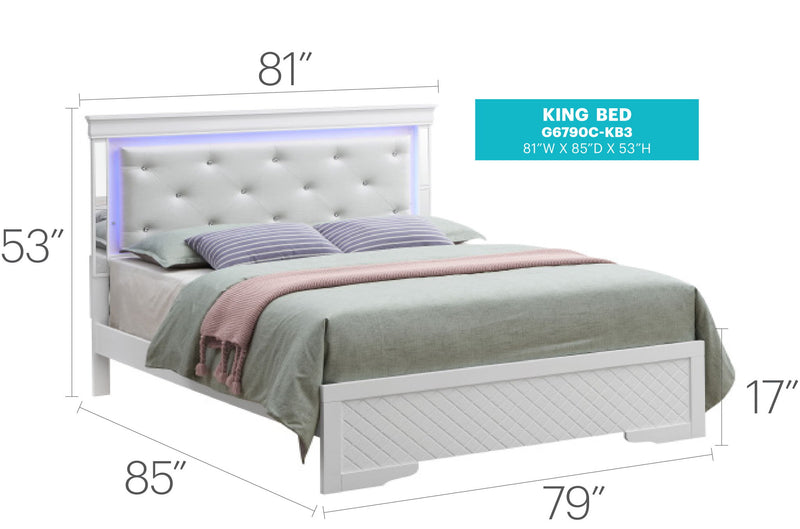 Bed With LED Light Accents Headboard - R&R Furniture Gallery (Fountain Valley, CA)