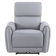 Gray synthetic leather ACME Jeromie power motion recliner with USB port, featuring plush cushioning and modern design.