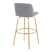 Lumi Source Toriano contemporary fixed height barstool set with swivel seat and round footrest, featuring sleek modern design.