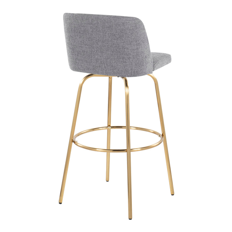 Lumi Source Toriano contemporary fixed height barstool set with swivel seat and round footrest, featuring sleek modern design.