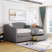 Upholstered Daybed With Two Drawers And Wood Slat - R&R Furniture Gallery (Fountain Valley, CA)