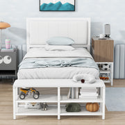 Platform Bed With 2 Tier Storage Shelves, Storage Cabinet - R&R Furniture Gallery (Fountain Valley, CA)