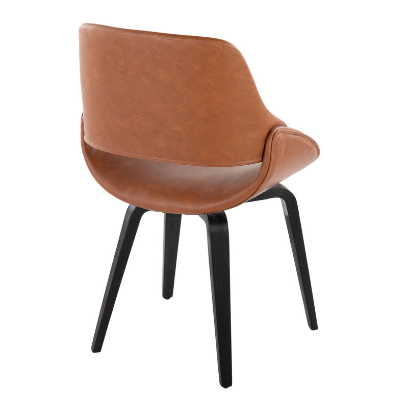 Set of two Lumi Source Fabrico mid-century modern dining chairs with comfortable upholstered seats and wooden legs.