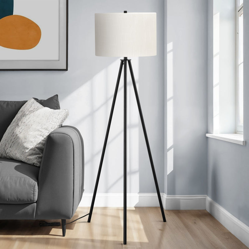 Contemporary 8th Street floor lamp with sleek design and tall stature, ideal for modern living room or office lighting.
