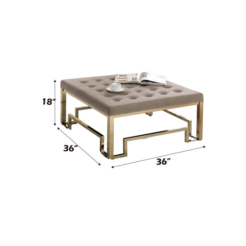 Damien - Cocktail Ottoman - Beige Fabric & Champagne - R&R Furniture Gallery (Fountain Valley, CA)