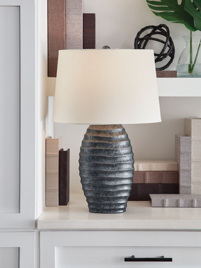 Caronick - Poly Table Lamp (Set of 2) - Antique Silver Finish - R&R Furniture Gallery (Fountain Valley, CA)