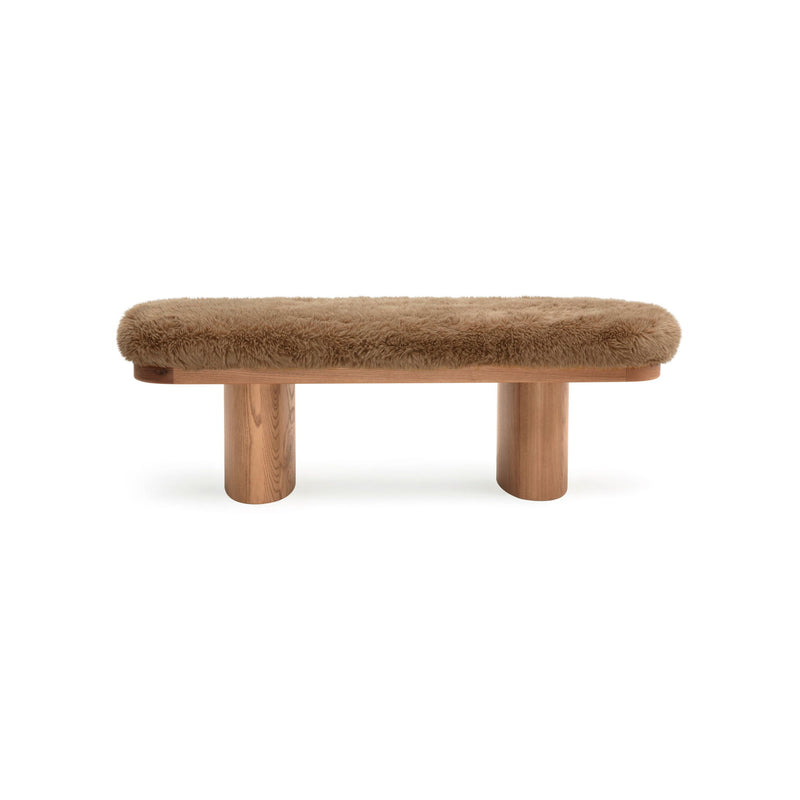 Upholstered Ollie Straight Bench by TOV Furniture with a sleek design and padded seat, ideal for living rooms or entryways.