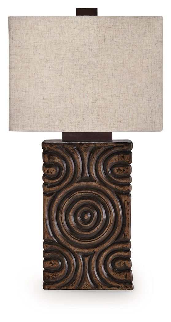 Heathbury - Paper Table Lamp - Antique Brown - R&R Furniture Gallery (Fountain Valley, CA)