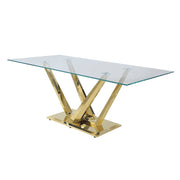 Barnard - Dining Table - Clear Glass & Mirrored Gold - R&R Furniture Gallery (Fountain Valley, CA)