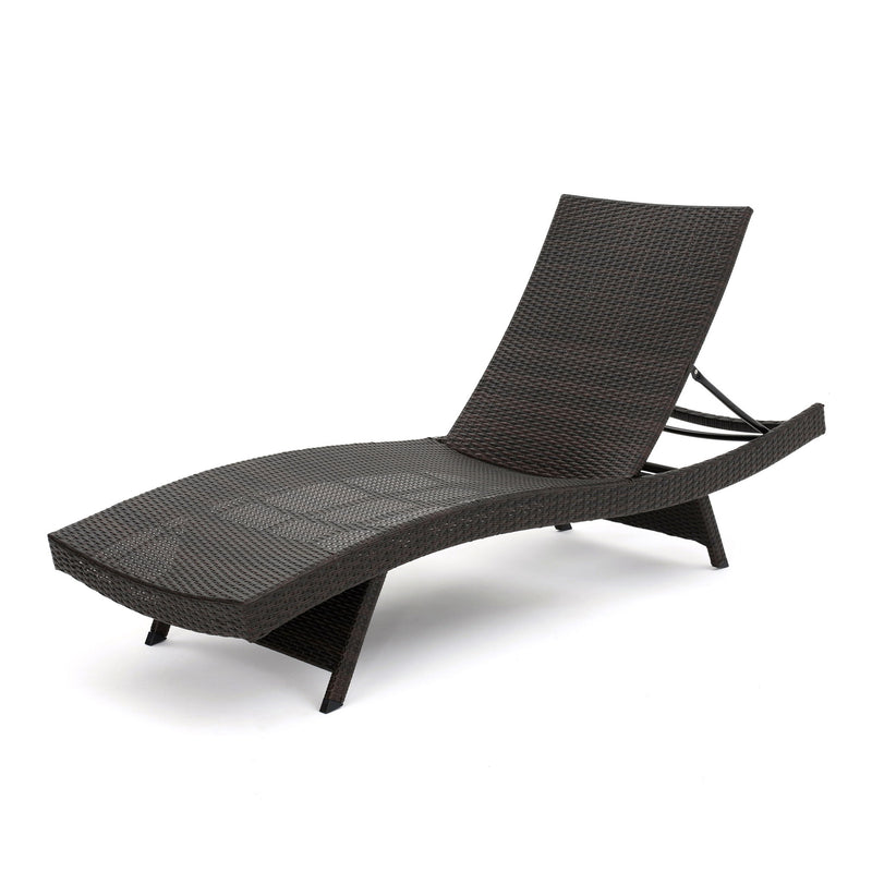 Mysticism Outdoor Chaise Lounge With Adjustable Backrest And Foldable Legs - Brown Multi - R&R Furniture Gallery (Fountain Valley, CA)