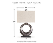 Saria - Metal Table Lamp  - Antique Silver Finish - R&R Furniture Gallery (Fountain Valley, CA)