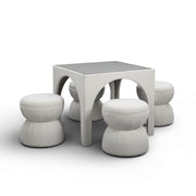 Tomlin 5-piece living room set with game table and ottomans by TOV Furniture, featuring a modern design and comfortable seating.
