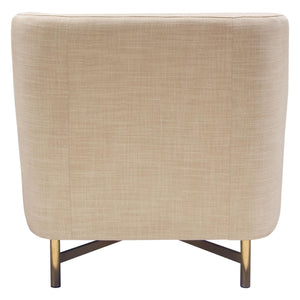 Croft Fabric Chair in Sand Linen Fabric w/ Accent Pillow and Gold Metal Criss-Cross Frame by Diamond Sofa
