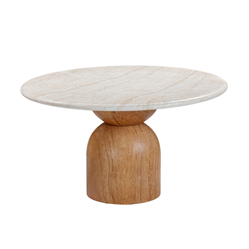 Cynthia - Concrete Indoor / Outdoor Round Dining Table - Travertine - R&R Furniture Gallery (Fountain Valley, CA)