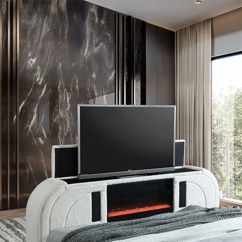Shelyn - Bed With LED, TV Cabinet, Fireplace & Bluetooth - R&R Furniture Gallery (Fountain Valley, CA)