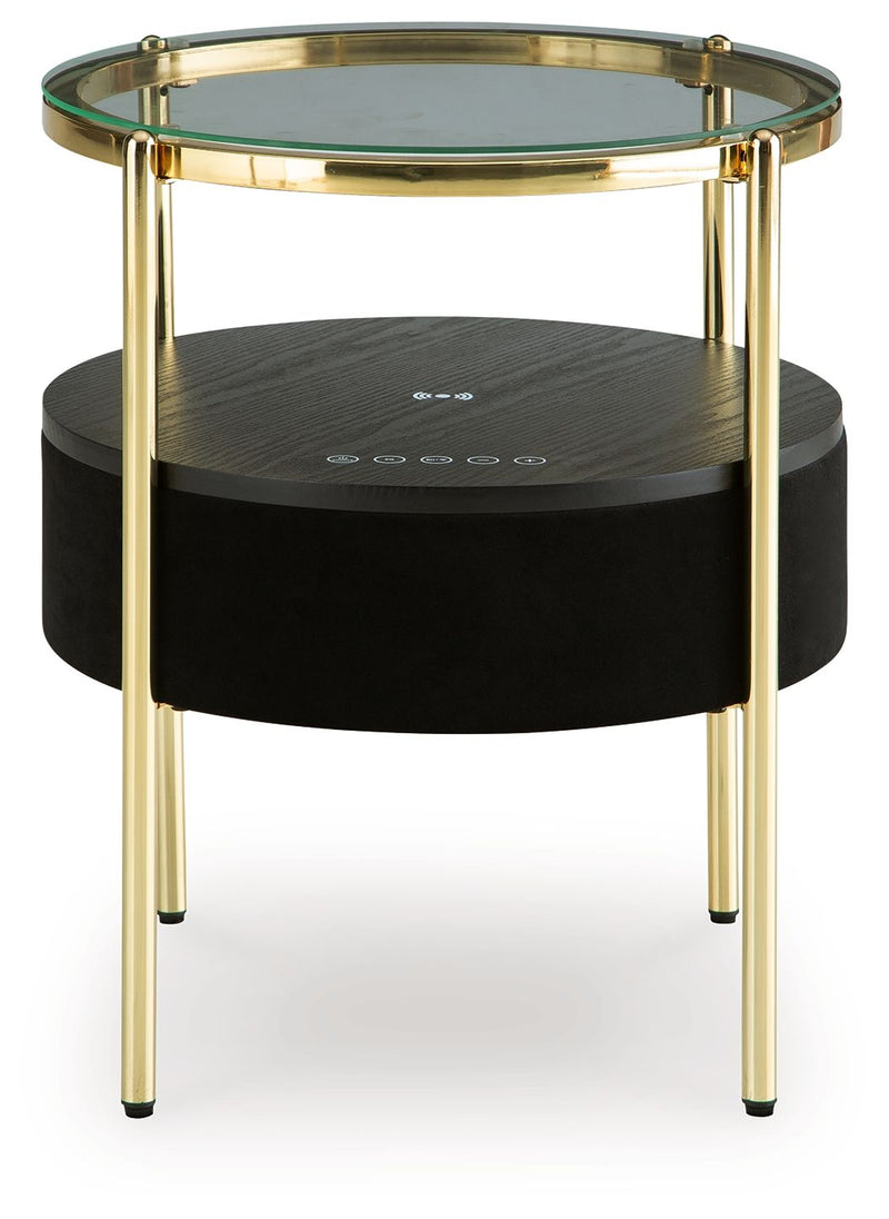 Nedman - Accent Table With Speaker - Black / Gold Finish - R&R Furniture Gallery (Fountain Valley, CA)