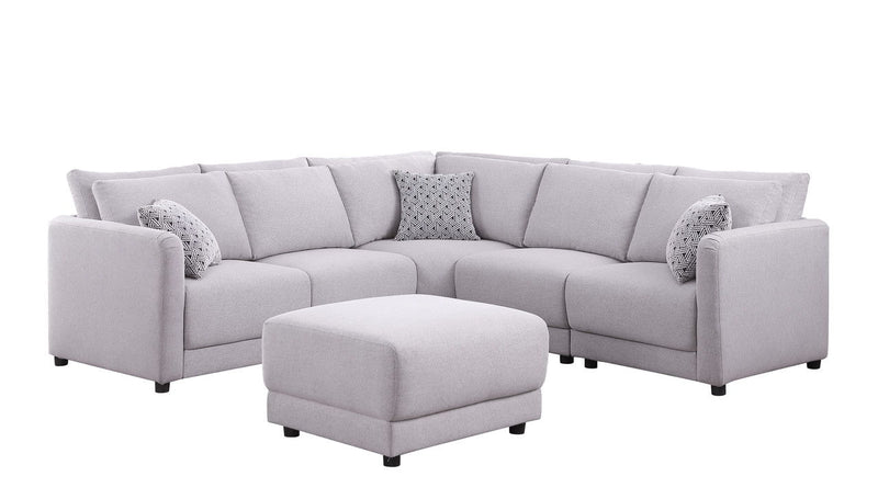 Penelope - Fabric Reversible Modular Sectional Sofa With Ottoman And Pillows - R&R Furniture Gallery (Fountain Valley, CA)