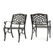 Luminea - Outdoor Aluminum Dining Chair With Scroll Design, Lattice Pattern And Cabriole Legs - Bronze - R&R Furniture Gallery (Fountain Valley, CA)