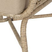 Brown outdoor club chair set by Noble House with water-resistant cushions, rattan and iron frame for stylish outdoor seating.